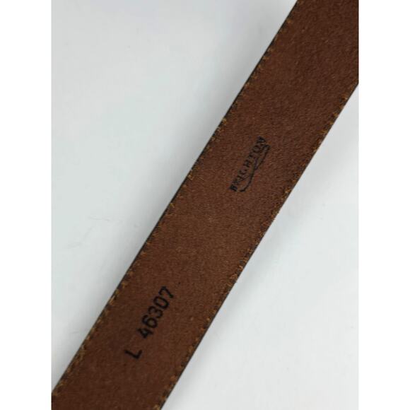 Vintage Brighton brown leather silver tone chain link flower belt 40\